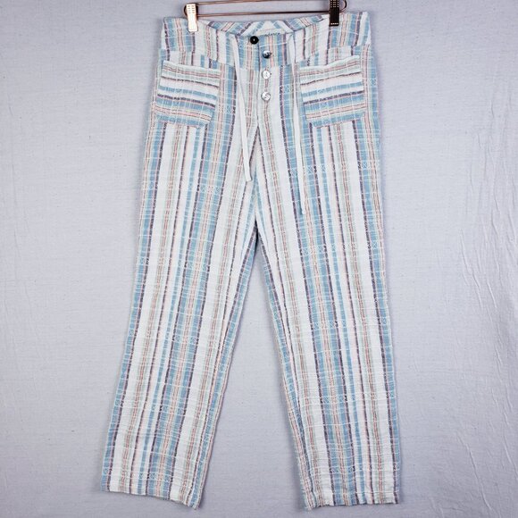 SUNDANCE Gigi Pants Straight Leg Green White Plaid Cotton XS Bohemian Resort - Picture 2 of 11